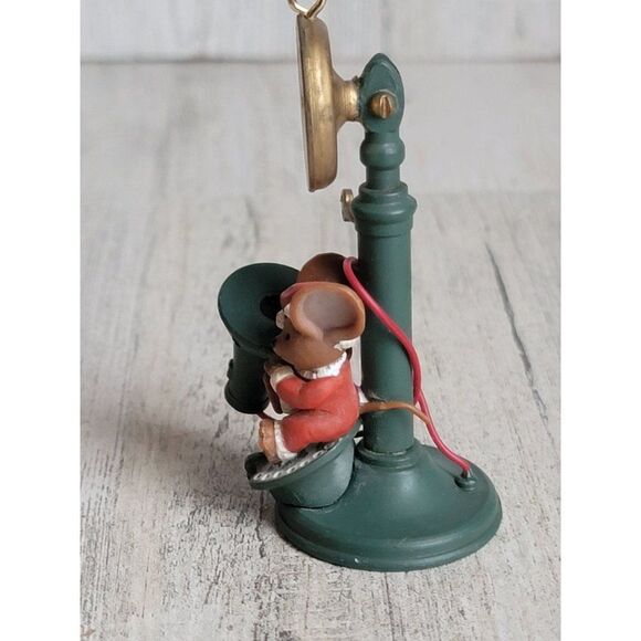 Enesco calling home at Christmas Mouse AS IS ornament Xmas vintage - Picture 3 of 6